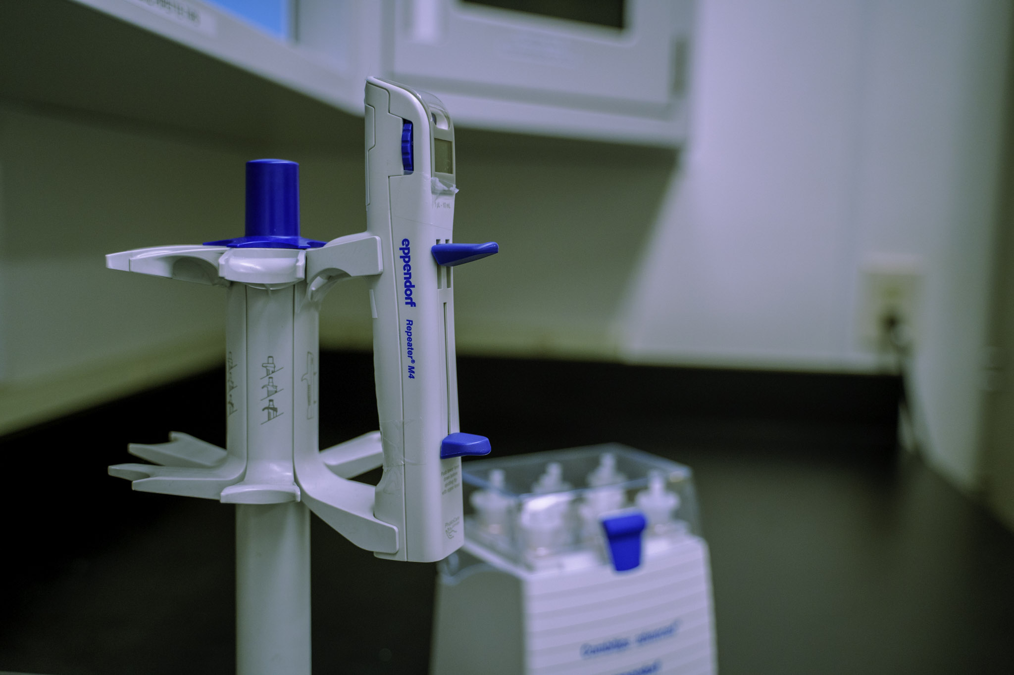 Precision Eppendorf pipettes and lab instruments used for accurate testing